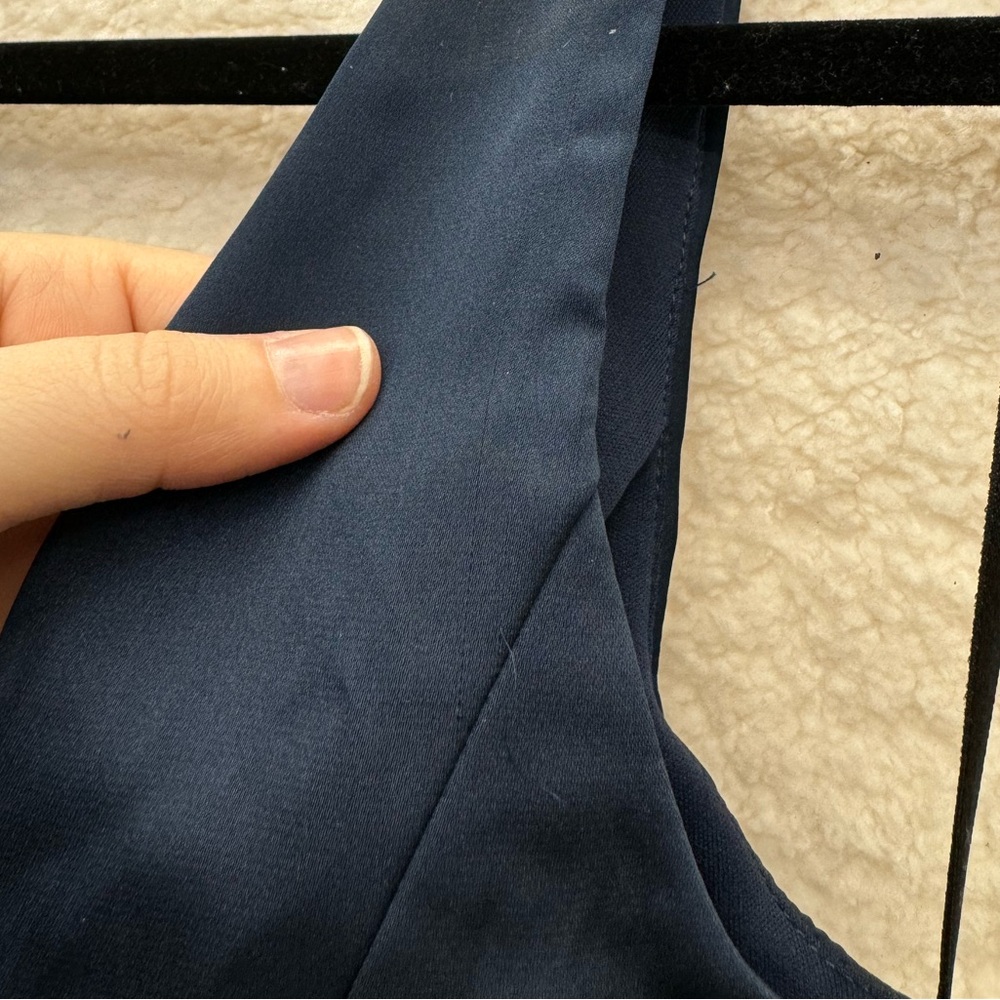 *Size 2 - AFTER SIX - Faux Wrap Satin Maxi Dress Tulip Skirt Navy Blue NEW $261 - Picture 10 of 13